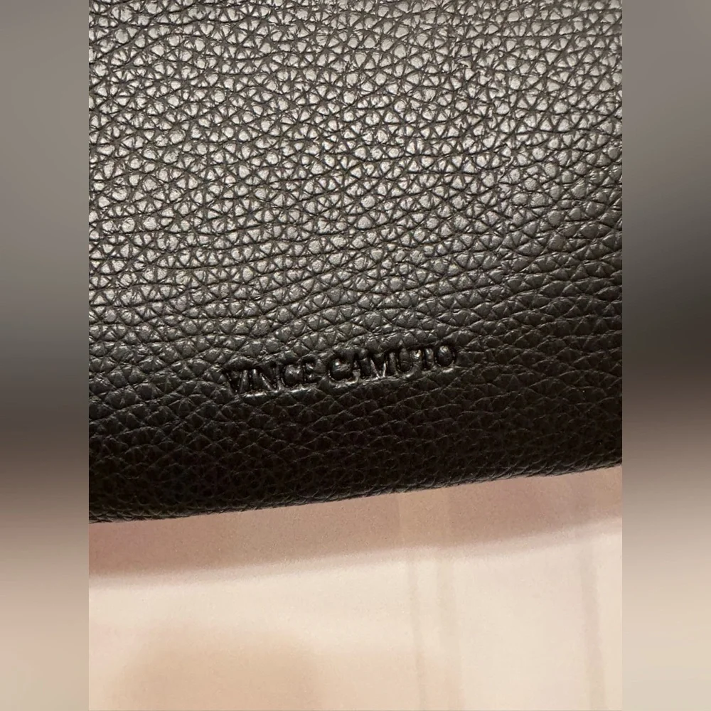 Vince Camuto Black Pebbled Tote w/ Gray Stripe – Large 17.5” - Picture 5 of 7